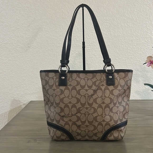 Authentic Coach F18917 Peyton Signature Logo Heritage Handbag Tote Brown Vtg Y2K - Picture 2 of 11